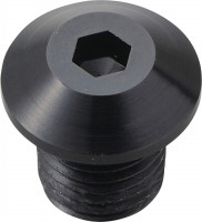 Cache-vis aluminium CNC anodisé noir F. Miroir filetage M10 X P1.25 filetage à droite