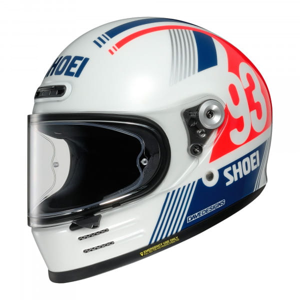 Integralhelm Glamster MM93 Retro TC-10 weiss-blau-rot