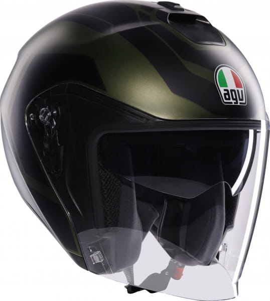 Casque jet Irides Sakai vert-noir mat