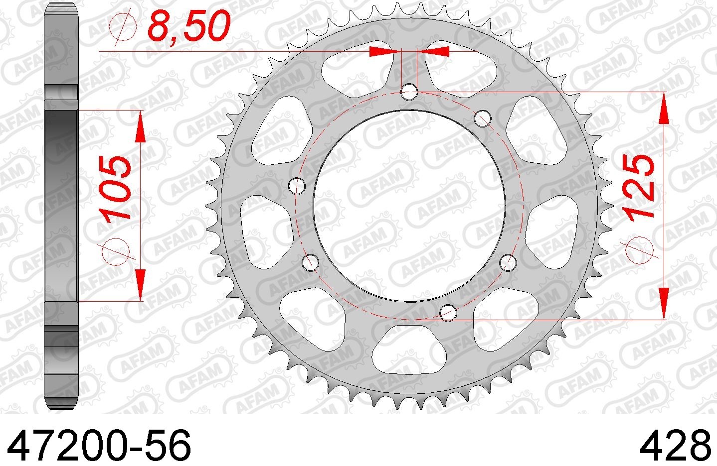 Pignon Avant Chaîne 428 14T - Pour Quad 125-250cc - Diamètre 17mm - Tenlacum - Pièce Rechange Mécanique